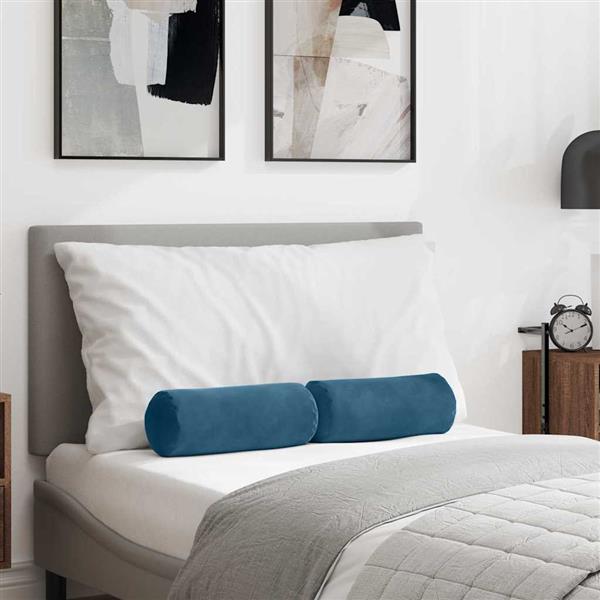Grote foto vidaxl bolster kussens 2 pcs blauw 15 x 40 cm katoen stof huis en inrichting woningdecoratie