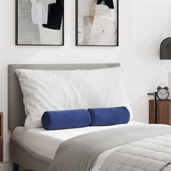 Grote foto vidaxl bolster kussens 2 pcs politieblauw 15 x 40 cm katoen stof huis en inrichting woningdecoratie