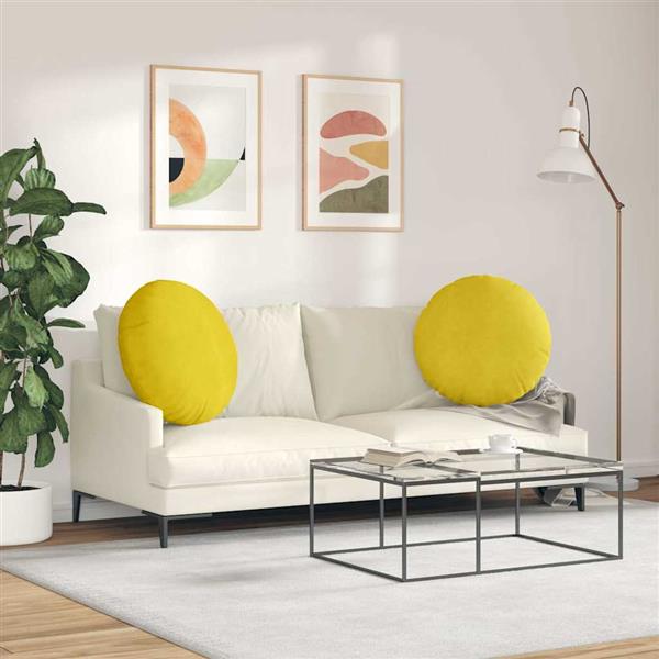 Grote foto vidaxl zitkussens 2 pcs geel 40 x 13 cm fluweel huis en inrichting woningdecoratie