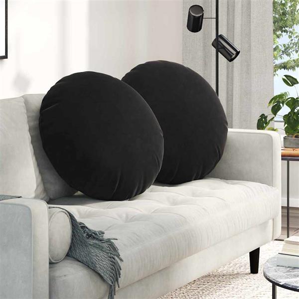 Grote foto vidaxl zitkussens 2 pcs zwart 40 x 13 cm fluweel huis en inrichting woningdecoratie