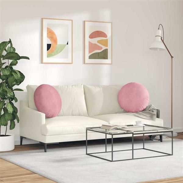 Grote foto vidaxl zitkussens 2 pcs roze 40 x 13 cm fluweel huis en inrichting woningdecoratie