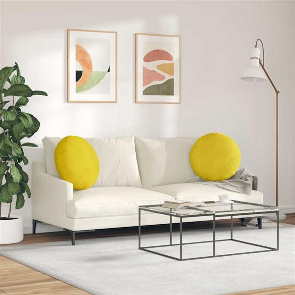 Grote foto vidaxl zitkussens 2 pcs geel 40 x 13 cm fluweel huis en inrichting woningdecoratie