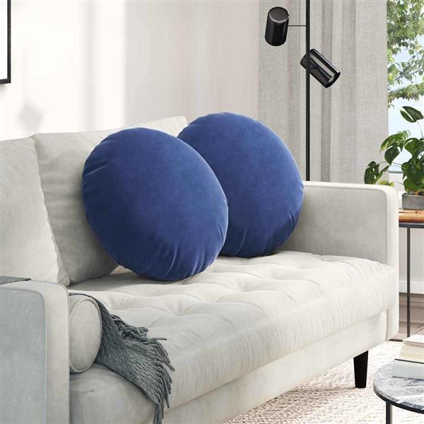 Grote foto vidaxl zitkussens 2 pcs politieblauw 40 x 13 cm fluweel huis en inrichting woningdecoratie