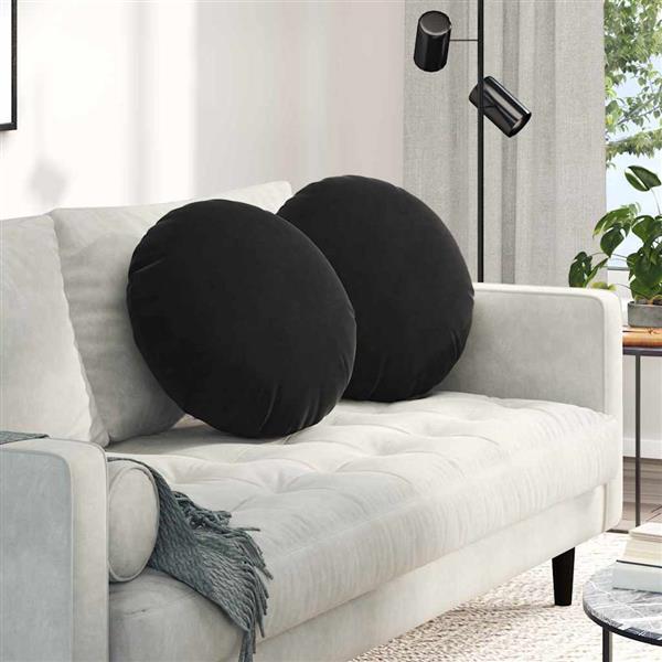 Grote foto vidaxl zitkussens 2 pcs zwart 40 x 13 cm fluweel huis en inrichting woningdecoratie