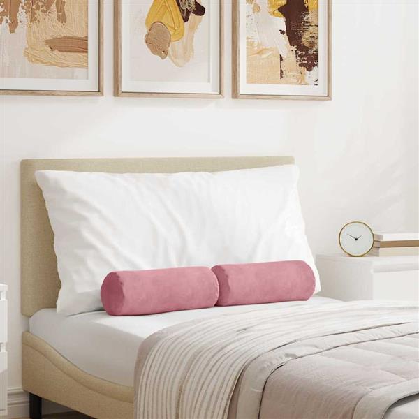Grote foto vidaxl bolster kussens 2 pcs roze 15 x 40 cm katoen stof huis en inrichting woningdecoratie