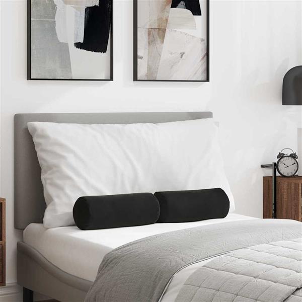 Grote foto vidaxl bolster kussens 2 pcs zwart 15 x 40 cm katoen stof huis en inrichting woningdecoratie
