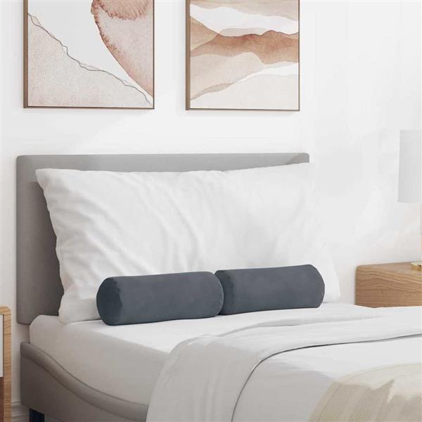 Grote foto vidaxl bolster kussens 2 pcs donkergrijs 15 x 40 cm katoen stof huis en inrichting woningdecoratie