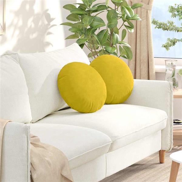 Grote foto vidaxl zitkussens 2 pcs geel 40 x 13 cm fluweel huis en inrichting woningdecoratie