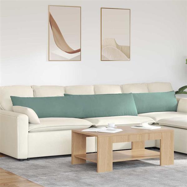 Grote foto vidaxl sofa kussens 2 pcs zeegroen 200 x 40 cm katoen stof huis en inrichting woningdecoratie