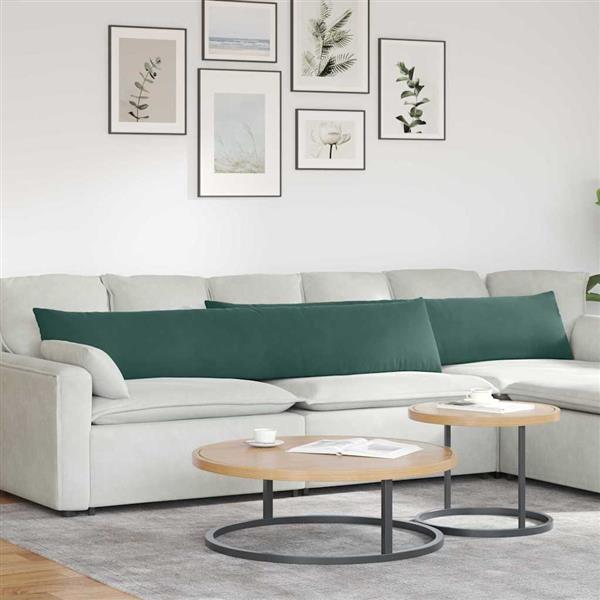 Grote foto vidaxl sofa kussens 2 pcs donkergroen 200 x 40 cm katoen stof huis en inrichting woningdecoratie