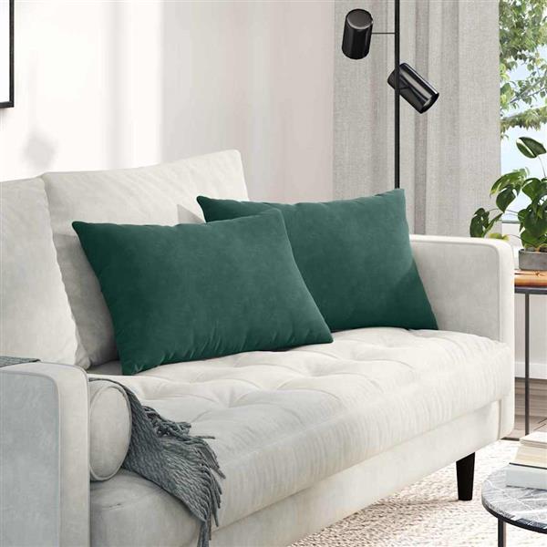 Grote foto vidaxl sofa kussens 2 pcs donkergroen 60 x 40 cm katoen stof huis en inrichting woningdecoratie
