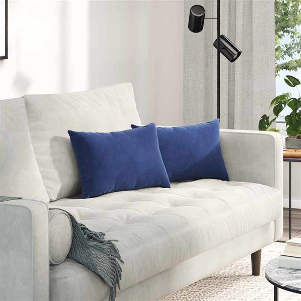 Grote foto vidaxl sofa kussens 2 pcs politieblauw 50 x 30 cm katoen stof huis en inrichting woningdecoratie