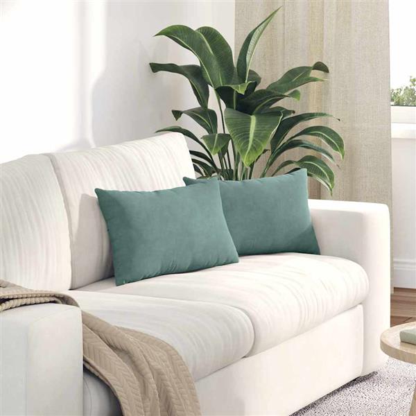 Grote foto vidaxl sofa kussens 2 pcs zeegroen 50 x 30 cm katoen stof huis en inrichting woningdecoratie