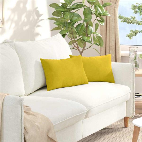 Grote foto vidaxl sofa kussens 2 pcs geel 50 x 30 cm katoen stof huis en inrichting woningdecoratie