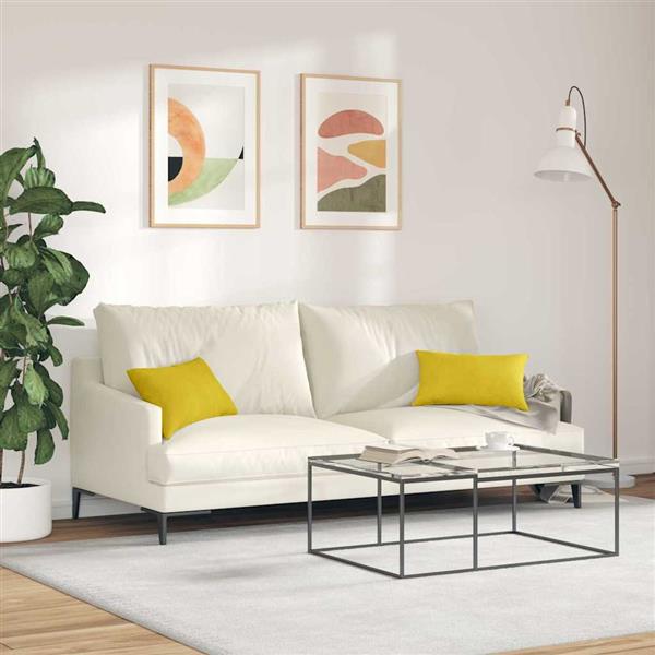 Grote foto vidaxl sofa kussens 2 pcs geel 50 x 30 cm katoen stof huis en inrichting woningdecoratie