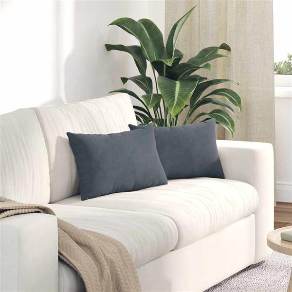 Grote foto vidaxl sofa kussens 2 pcs donkergrijs 50 x 30 cm katoen stof huis en inrichting woningdecoratie