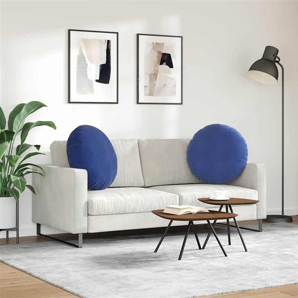 Grote foto vidaxl zitkussens 2 pcs politieblauw 40 x 13 cm fluweel huis en inrichting woningdecoratie