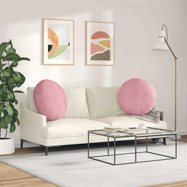 Grote foto vidaxl zitkussens 2 pcs roze 40 x 13 cm fluweel huis en inrichting woningdecoratie