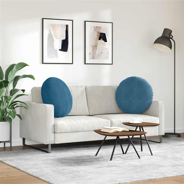 Grote foto vidaxl zitkussens 2 pcs blauw 40 x 13 cm fluweel huis en inrichting woningdecoratie
