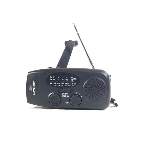 Grote foto slimlogy r3 mini 2000 mah noodradio nood zaklamp laadbaar met crank zwart telecommunicatie batterijen en accu