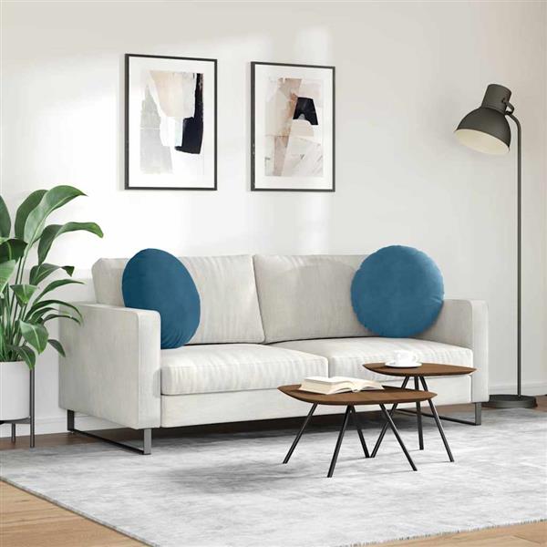 Grote foto vidaxl zitkussens 2 pcs blauw 40 x 13 cm fluweel huis en inrichting woningdecoratie
