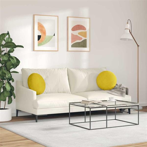 Grote foto vidaxl zitkussens 2 pcs geel 40 x 13 cm fluweel huis en inrichting woningdecoratie