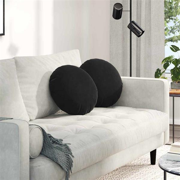 Grote foto vidaxl zitkussens 2 pcs zwart 40 x 13 cm fluweel huis en inrichting woningdecoratie