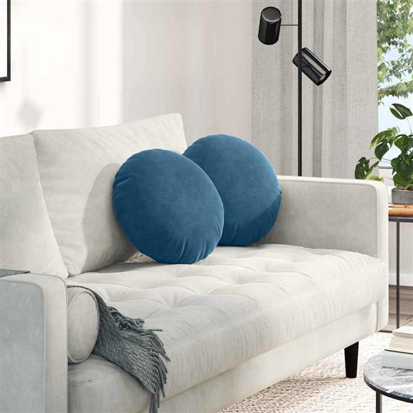 Grote foto vidaxl zitkussens 2 pcs blauw 40 x 13 cm fluweel huis en inrichting woningdecoratie