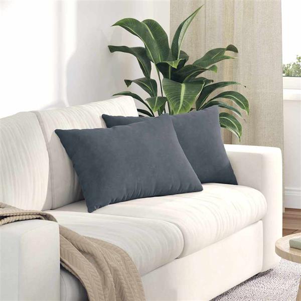 Grote foto vidaxl sofa kussens 2 pcs donkergrijs 60 x 40 cm katoen stof huis en inrichting woningdecoratie