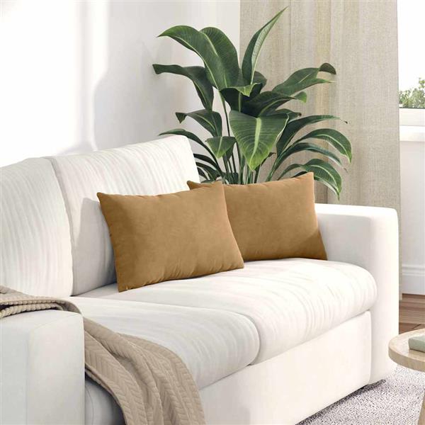 Grote foto vidaxl sofa kussens 2 pcs bruin 50 x 30 cm katoen stof huis en inrichting woningdecoratie