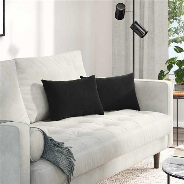 Grote foto vidaxl sofa kussens 2 pcs zwart 50 x 30 cm katoen stof huis en inrichting woningdecoratie