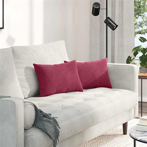 Grote foto vidaxl sofa kussens 2 pcs wijnrood 50 x 30 cm katoen stof huis en inrichting woningdecoratie
