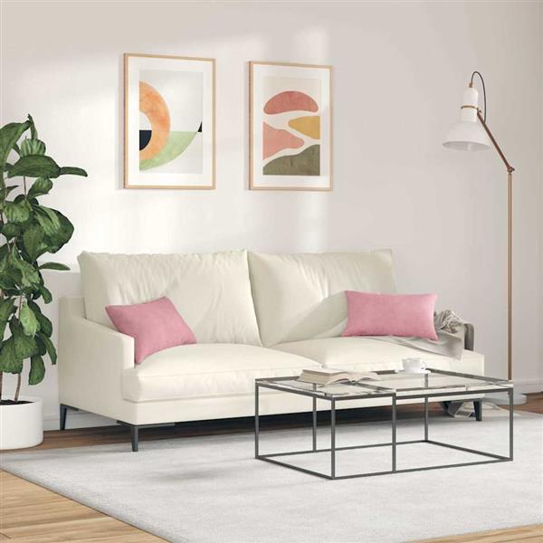 Grote foto vidaxl sofa kussens 2 pcs roze 50 x 30 cm katoen stof huis en inrichting woningdecoratie