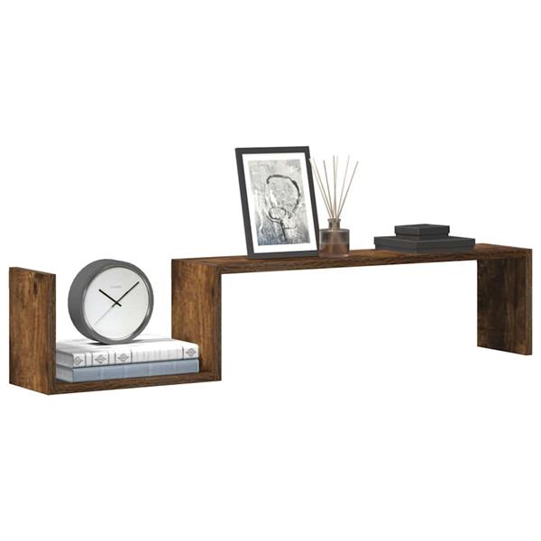 Grote foto vidaxl wandschappen 2 st 100x15x20 cm bewerkt hout gerookt eikenkleur huis en inrichting woningdecoratie