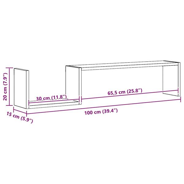 Grote foto vidaxl wandschappen 2 st 100x15x20 cm bewerkt hout gerookt eikenkleur huis en inrichting woningdecoratie