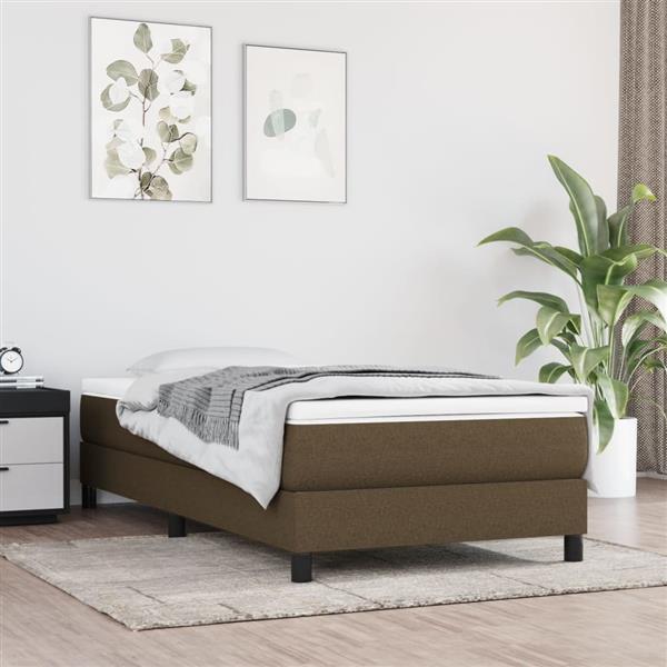 Grote foto vidaxl boxspring bed 80x200 cm stof donkerbruin antiek en kunst stoelen en banken
