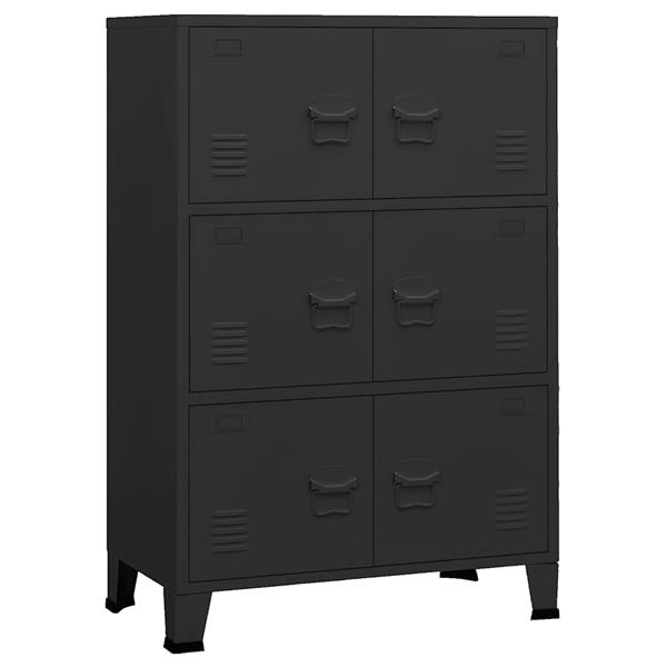 Grote foto vidaxl opbergkast industrieel 75x40x115 cm metaal zwart huis en inrichting woningdecoratie