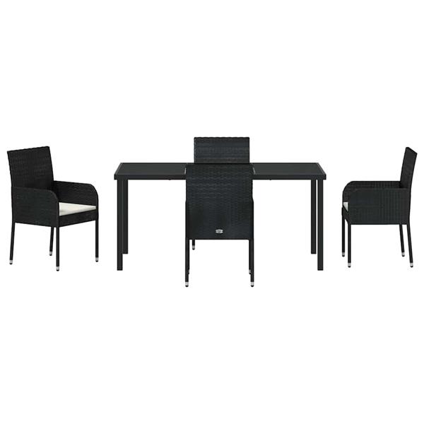 Grote foto vidaxl tuin eetset met kussen 5 pcs zwart poly riet tuin en terras tuinmeubelen