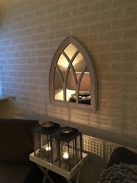 Grote foto 1 spiegel venster met houten frame in white wash huis en inrichting woningdecoratie