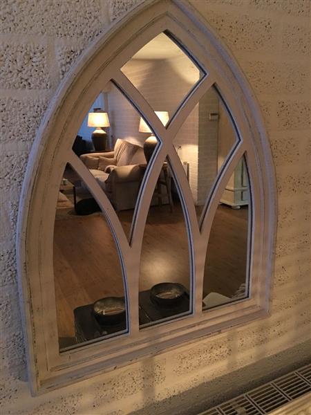 Grote foto 1 spiegel venster met houten frame in white wash huis en inrichting woningdecoratie