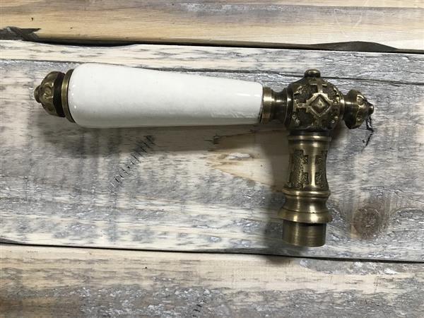 Grote foto 1 deurklink messing met porseleinen greep inclusief doorn doe het zelf en verbouw materialen en producten