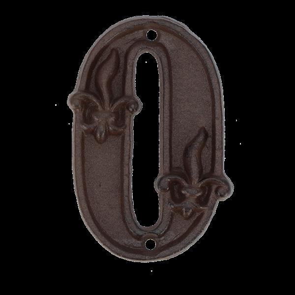 Grote foto huisnummer cijfer 0 gietijzer bruin doe het zelf en verbouw materialen en producten