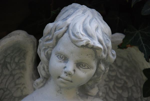 Grote foto prachtig staand engelbeeld vol steen super in detail tuin en terras tuindecoratie