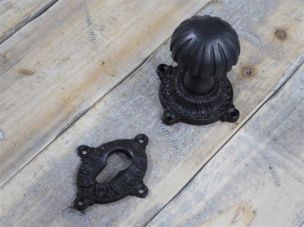 Grote foto deurknop 52mm met schroef 1 knop rozet en 1 lock rozet pz antiek ijzer bruin. doe het zelf en verbouw materialen en producten