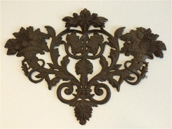 Grote foto wandornament levensboom vol gietijzer bruin. tuin en terras tuindecoratie