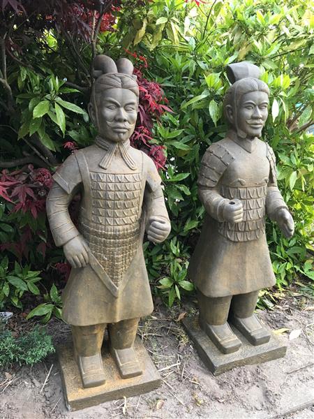 Grote foto prachtige set beelden van japanse krijgers tuin en terras tuindecoratie