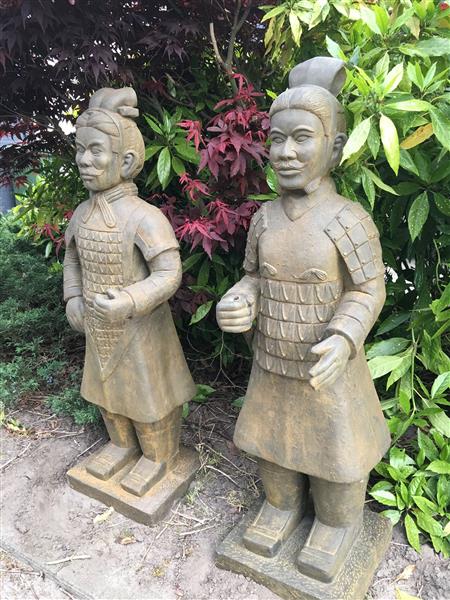 Grote foto prachtige set beelden van japanse krijgers tuin en terras tuindecoratie