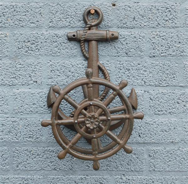 Grote foto waterslanghouder gietijzer met anker bruin tuin en terras tuindecoratie