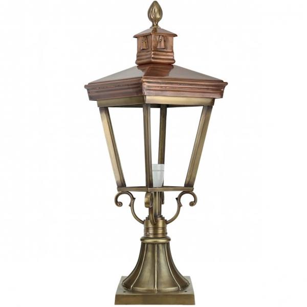 Grote foto lamp messing koper xl op voet geweldige uitstraling tuin en terras verlichting