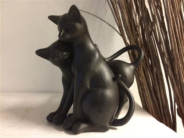 Grote foto set van 2 katten die spelen polystein. tuin en terras tuindecoratie